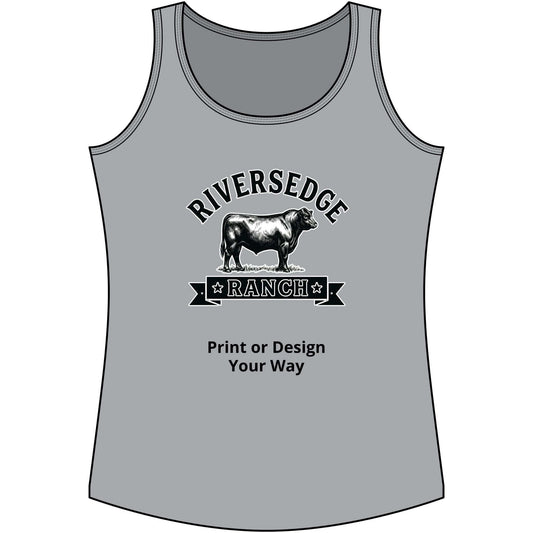 Personalize Tank Top featuring Riversedge Ranch design, perfect for farmers and ranchers.