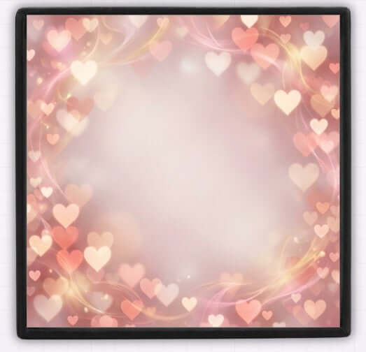 Soft pink and peach heart-shaped bokeh background with a dreamy effect for romantic themes.