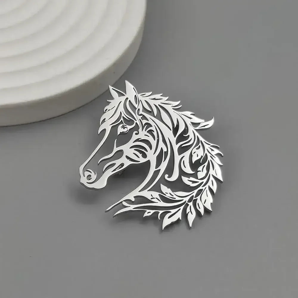 Horse Head Brooch, Stainless Steel Jewelry, Western Suit Accessories - The Best New Thing