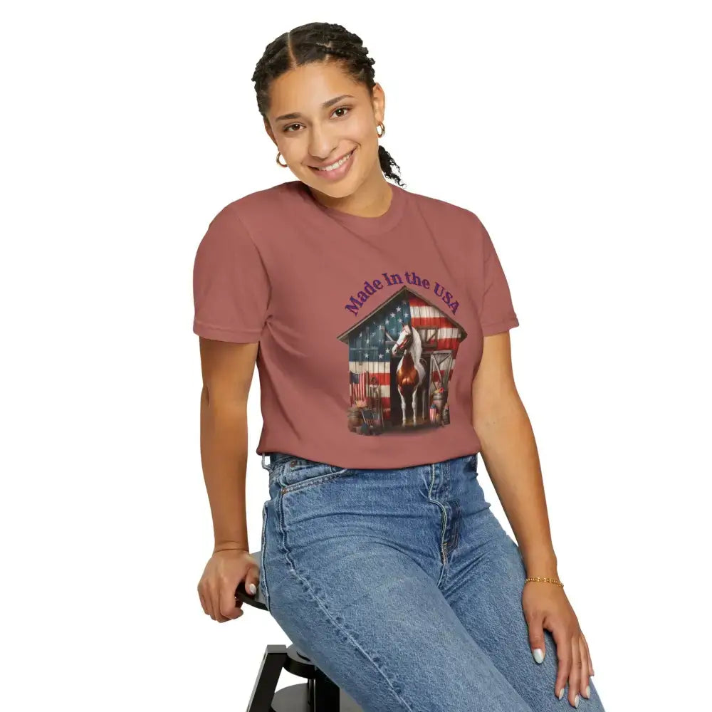 Made in the USA Horse Graphic T-Shirt Patriotic Tee for Horse Lovers American Pride Apparel - T-Shirt