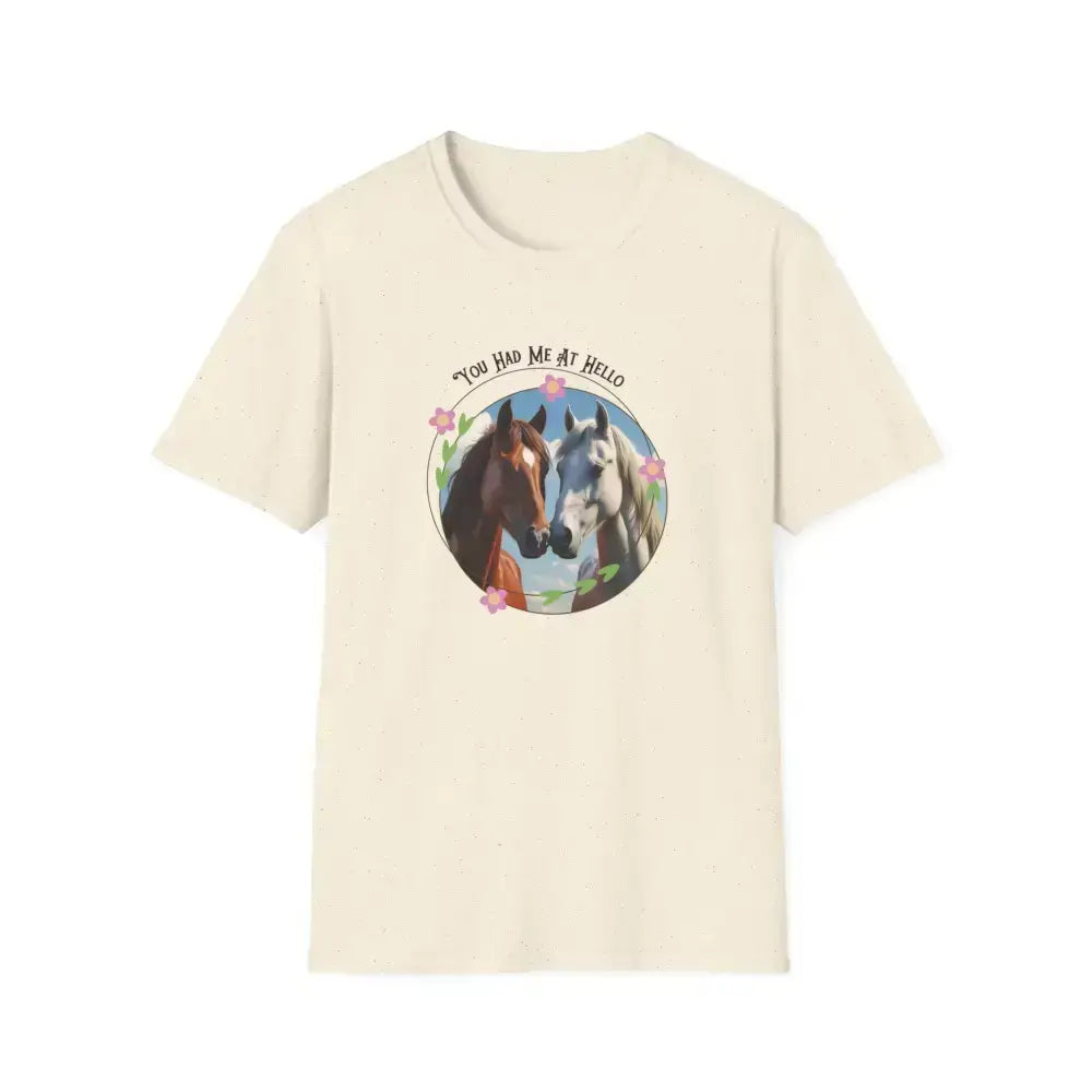 You Had Me at Hello Tee Equestrian T-Shirt Horse Lover Gift Collection 2 - Natural / S - Activewear
