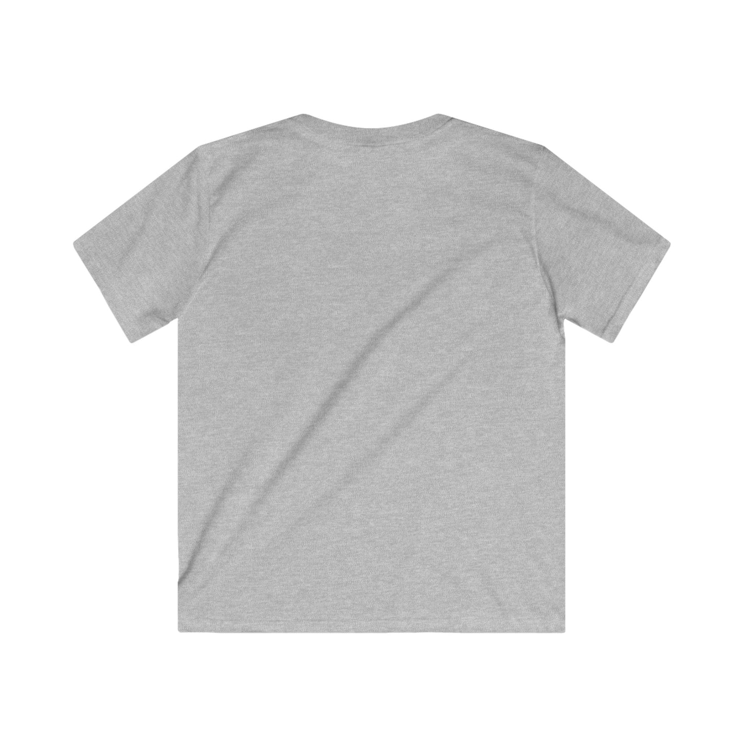 Back view of Kids Custom Tee in gray, soft fabric ideal for outdoor adventures and playful activities.