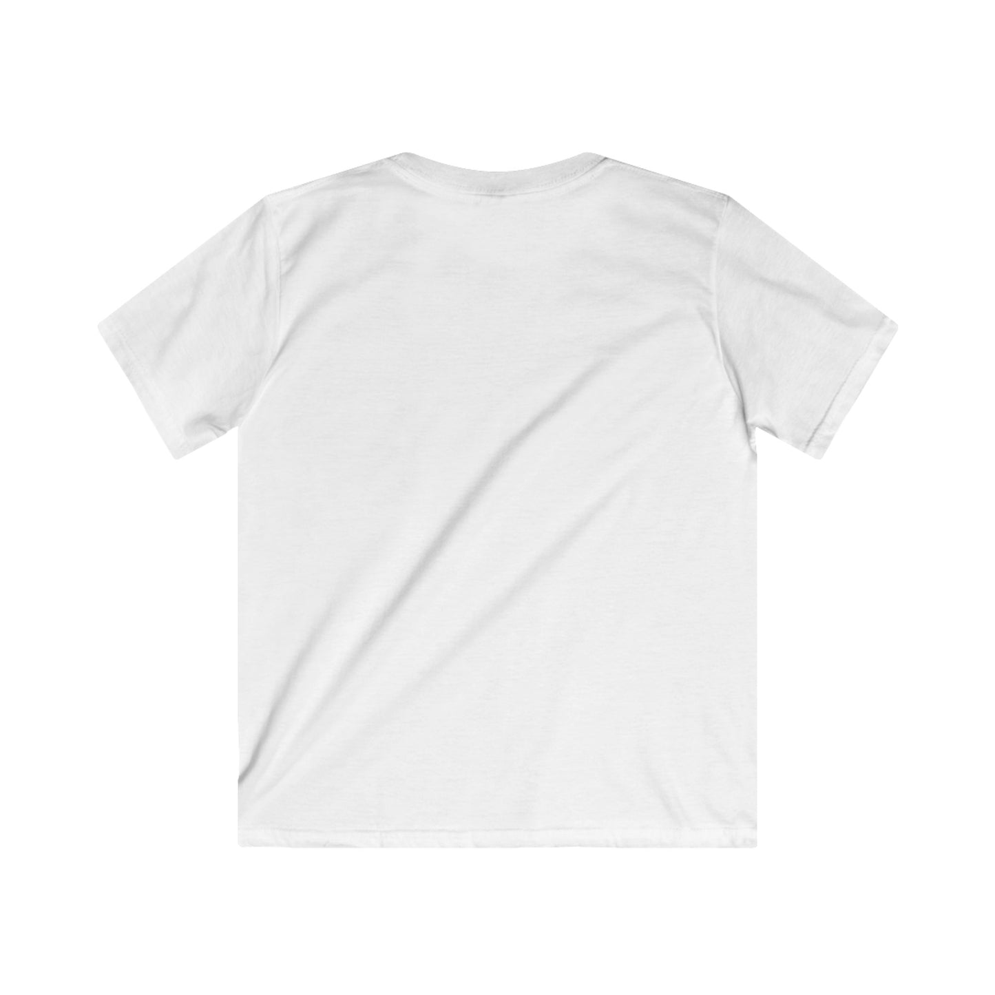 Back view of a plain white Kids Custom Tee, ideal for custom designs and personalization.