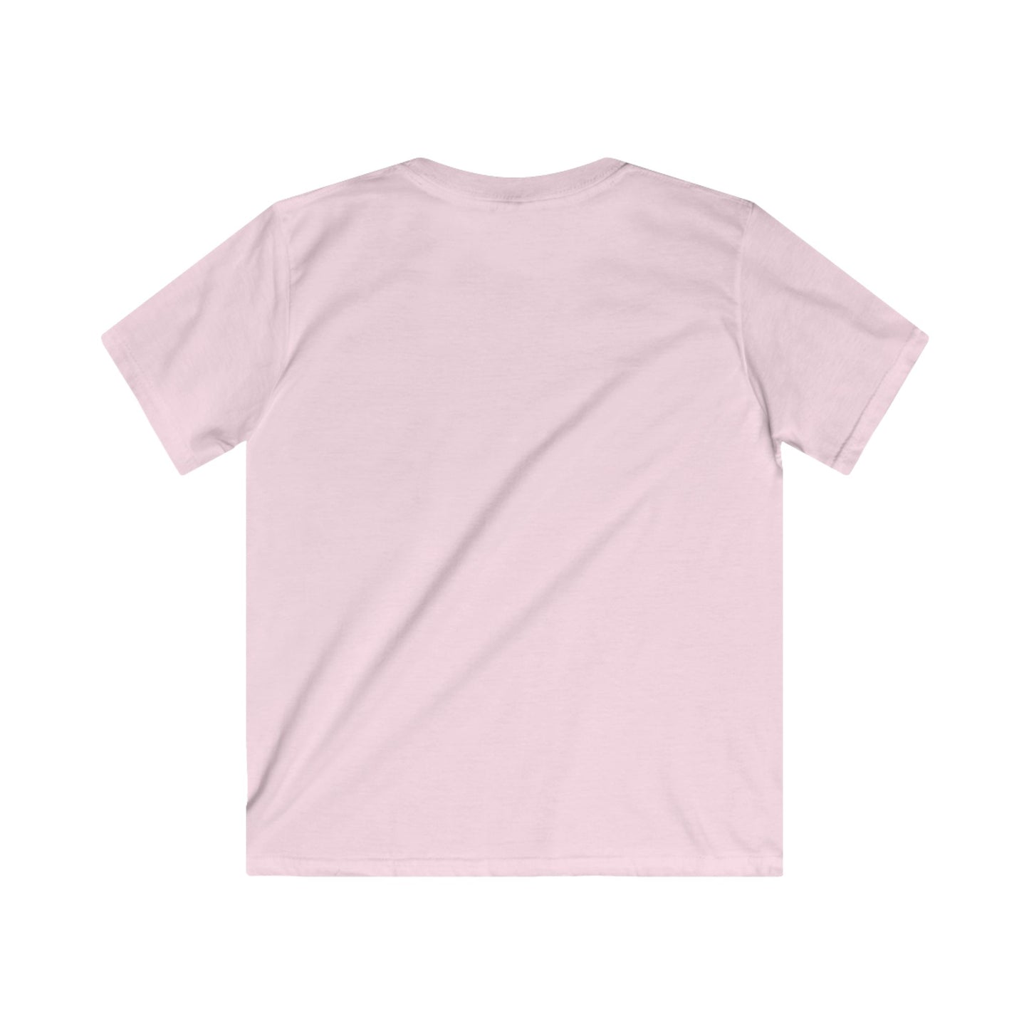 Back view of a Kids Custom Tee in soft pink, ideal for kids' adventures and playtime activities.