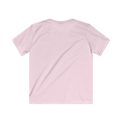 Back view of a Kids Custom Tee in soft pink, ideal for kids' adventures and playtime activities.