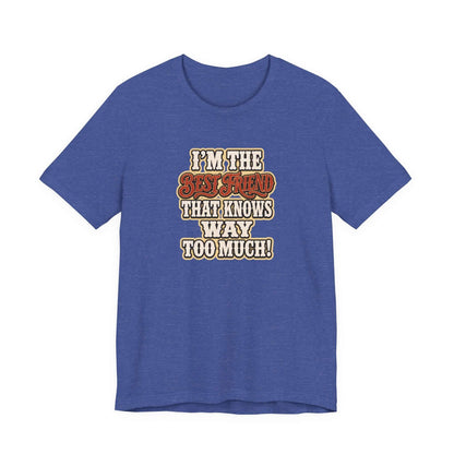 Best Friend T-Shirt featuring humorous text on blue lightweight cotton fabric.
