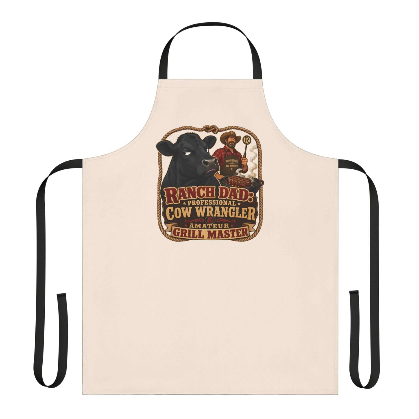 Ranch Dad Apron featuring a cow and Grill Master design, perfect for BBQ enthusiasts on Father's Day.