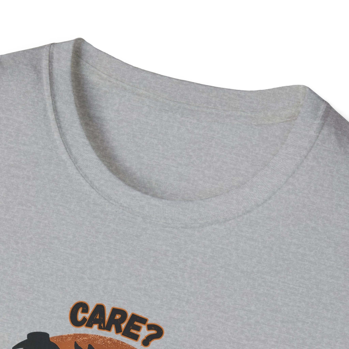 Horse Lover T-Shirt design featuring the phrase "Care? Nah... I'm good." on a gray crew-neck tee.