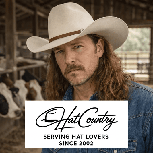 Man wearing a cowboy hat from Hat Country, showcasing Western style and authenticity, serving hat lovers since 2002.