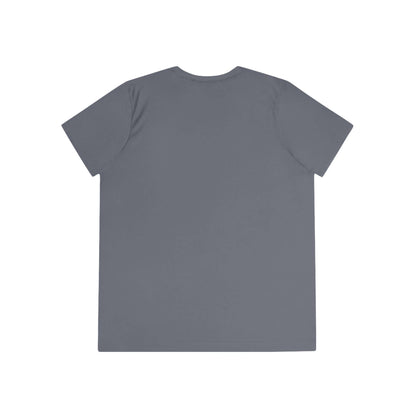 Back view of the Cowgirl Ride Giddy Up Ladies Tee in gray, showcasing a lightweight and comfortable fit.