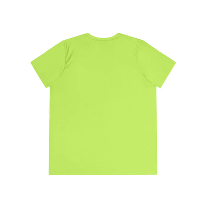 Back view of the Cowgirl Ride Giddy Up Ladies Tee in bright green color.