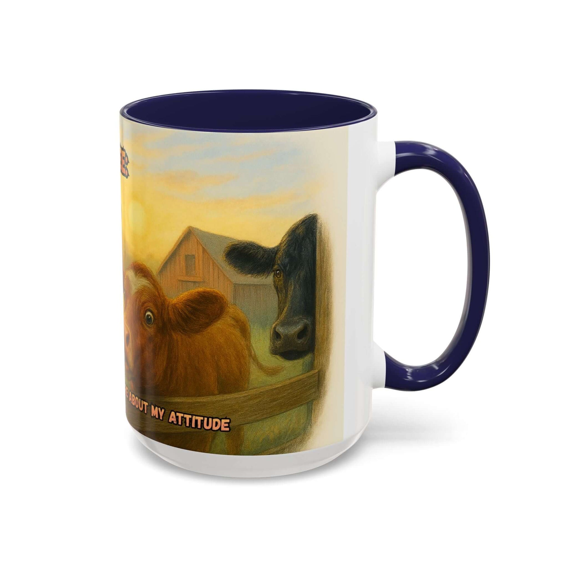 Cow Farm Mug featuring cows and humorous text, perfect gift for dad or ranchers who love country living.