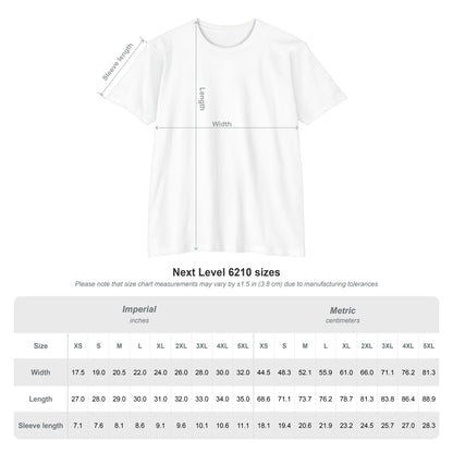 Next Level 6210 size chart for I Like It When You Are Nice To Me T-Shirt detailing dimensions in inches and centimeters.