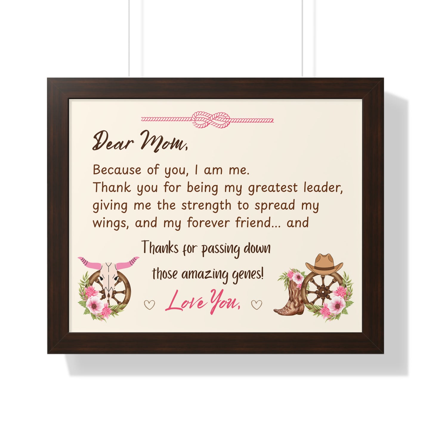 Mother's Day Heart Felt Poster Gift with warm message for mom in a rustic style frame.
