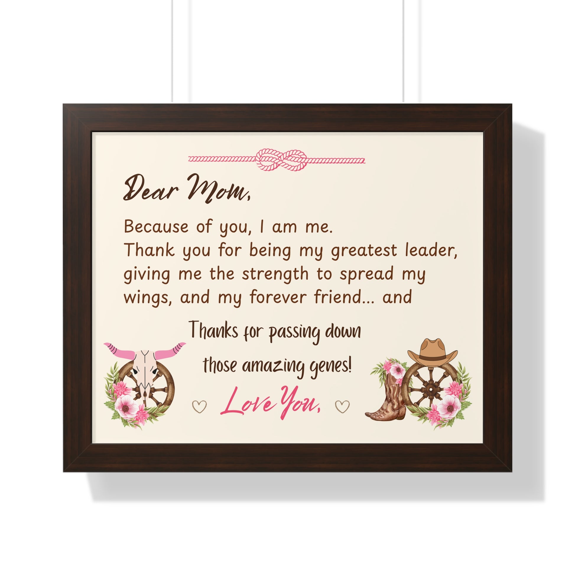 Mother's Day Heart Felt Poster Gift with warm message for mom in a rustic style frame.