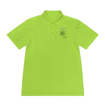 Personalize Sport Polo Shirt in bright green color with star logo and three-button placket.