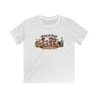 Kids Custom Tee with cartoon adventure graphic featuring a fun crew ready for outdoor play.