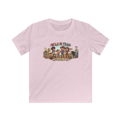 Kids Custom Tee featuring a colorful cartoon adventure illustration for outdoor play.
