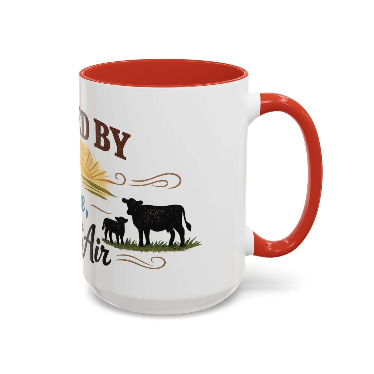 Cow Lovers Mug featuring sunrise design and grazing cows, perfect for farm lovers and coffee enthusiasts.