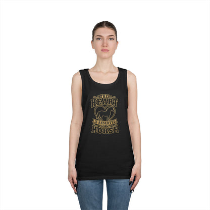 Horse Lover Tank Top featuring the phrase 'This Heart is Reserved for My Horse' with a horse silhouette.