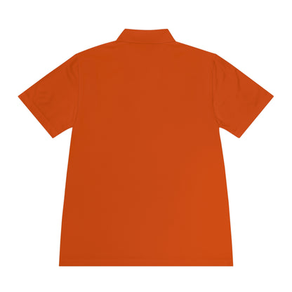 Back view of Personalize Sport Polo Shirt in vibrant orange color.