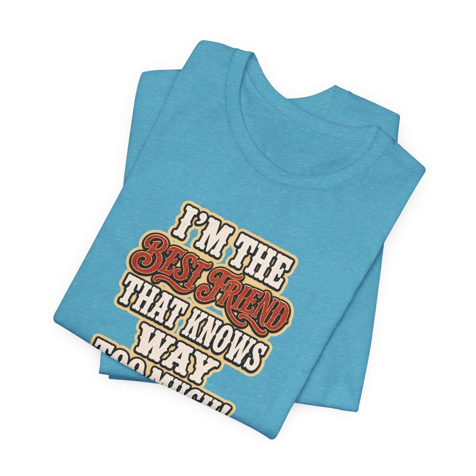 Best Friend T-Shirt featuring a humorous text design on a blue cotton tee, perfect for casual outings.