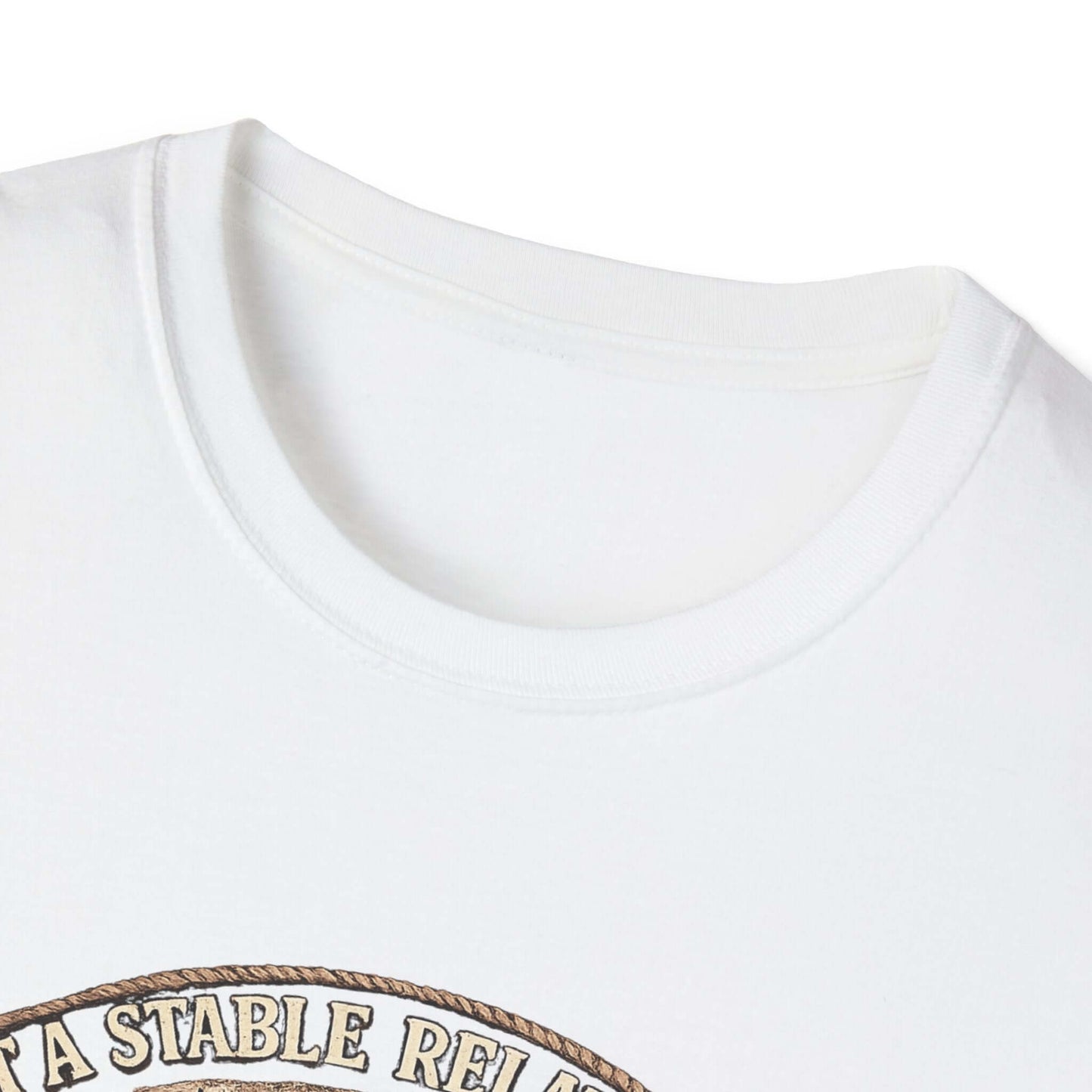 Get a Horse T-Shirt neckline showcasing barnyard humor and rustic design for cowgirl tees.