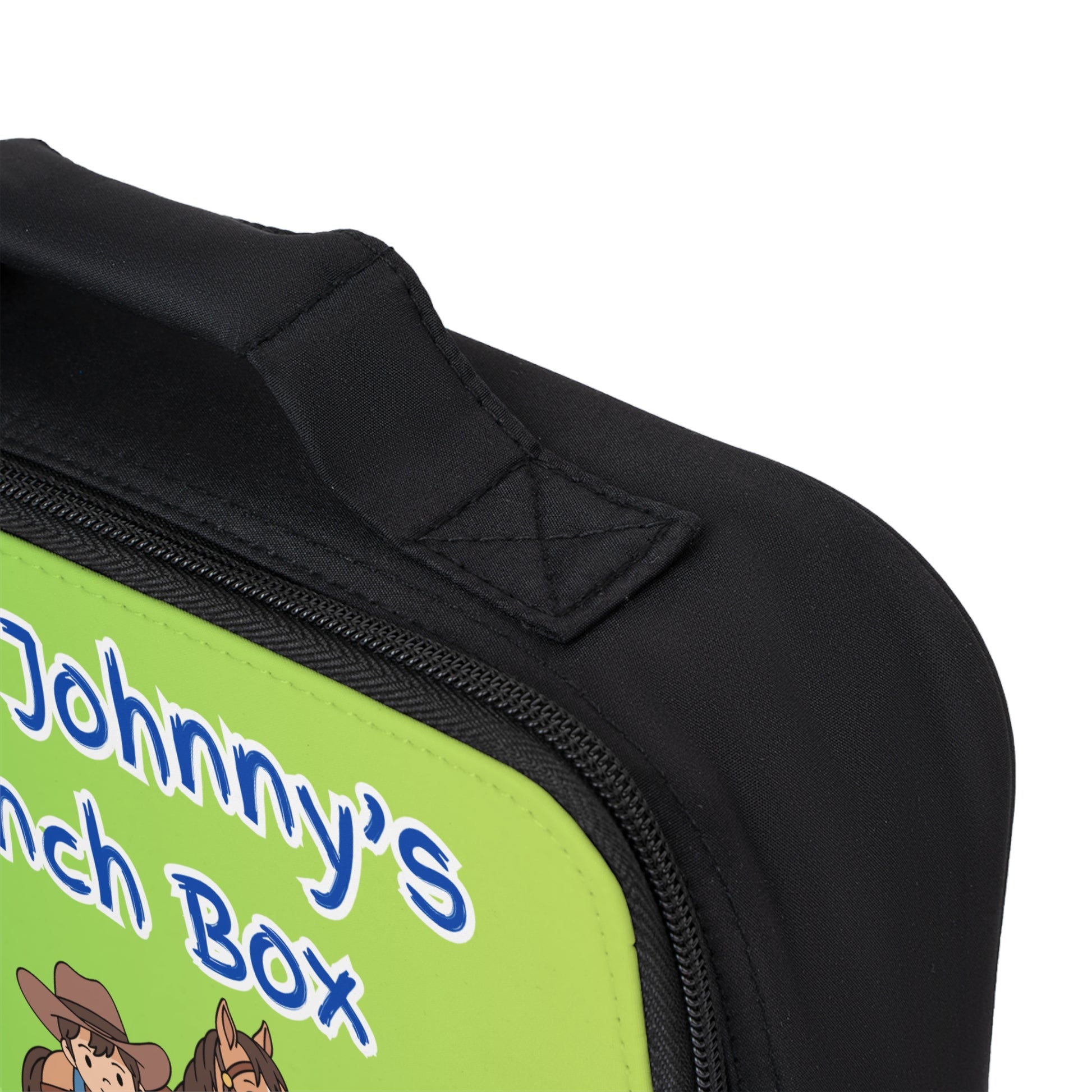 Personalized Kids Lunch Bag with playful design and top handle for easy carrying and packing.