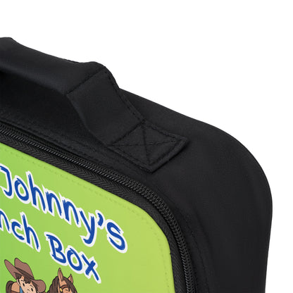 Personalized Kids Lunch Bag with playful design and top handle for easy carrying and packing.