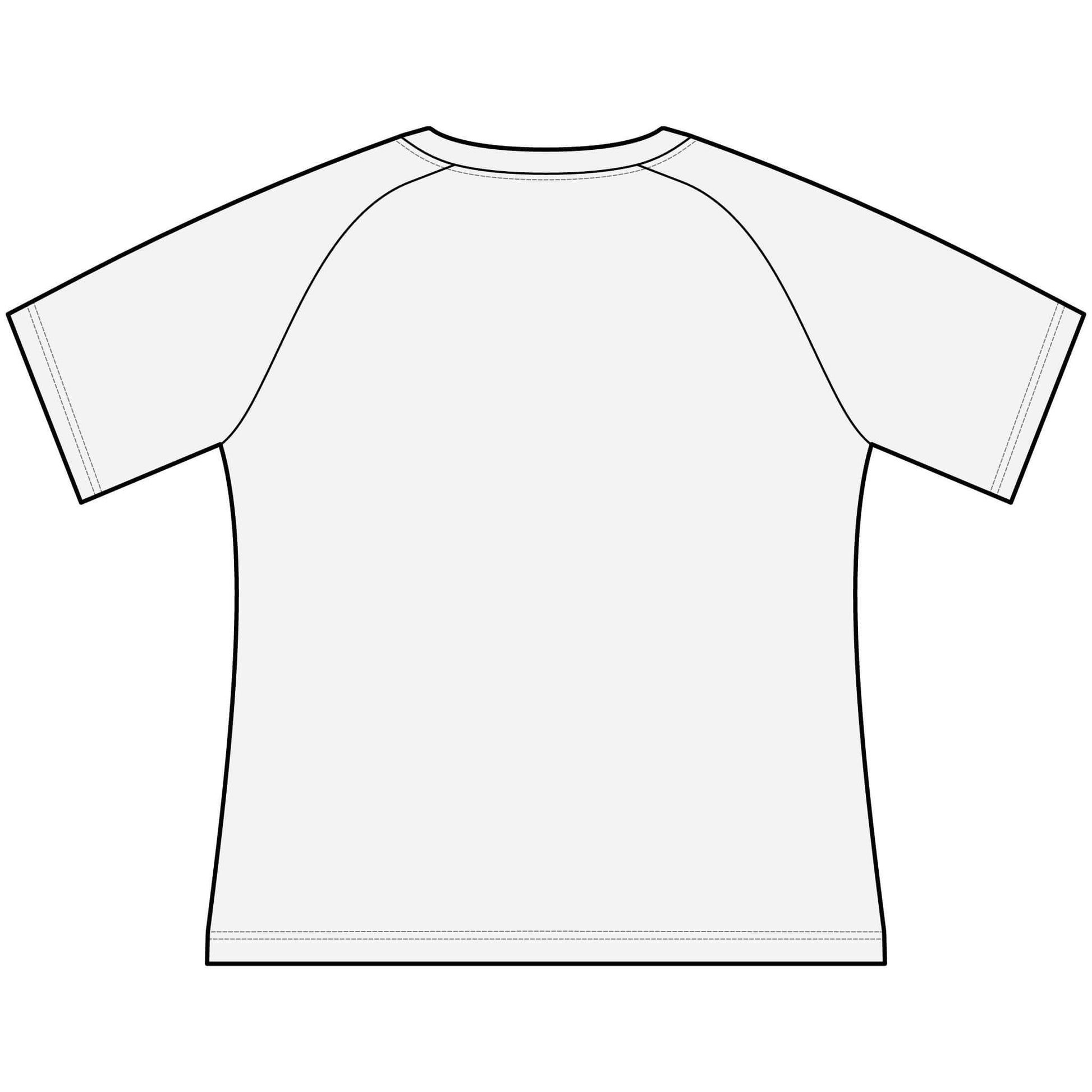 Back view of a Funny Cowgirl T Shirts for Women, Scoop Neck Raglan Tee design, perfect for casual wear.
