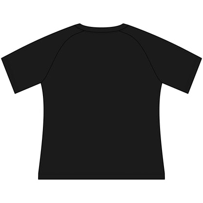 Back view of a black Funny Cowgirl T Shirts for Women, scoop neck raglan tee.