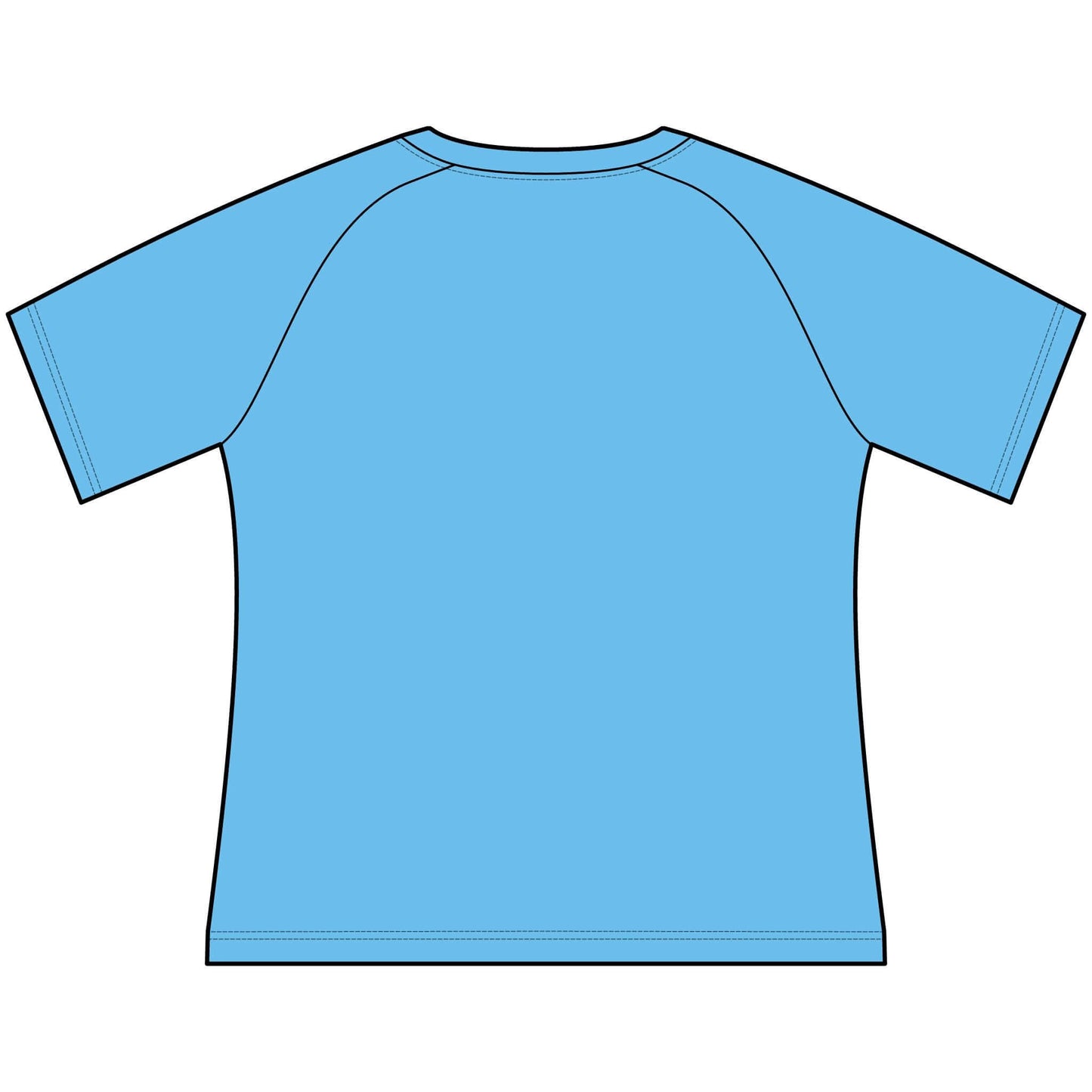 Funny Cowgirl T Shirts for Women - Back view of a blue scoop neck raglan tee.