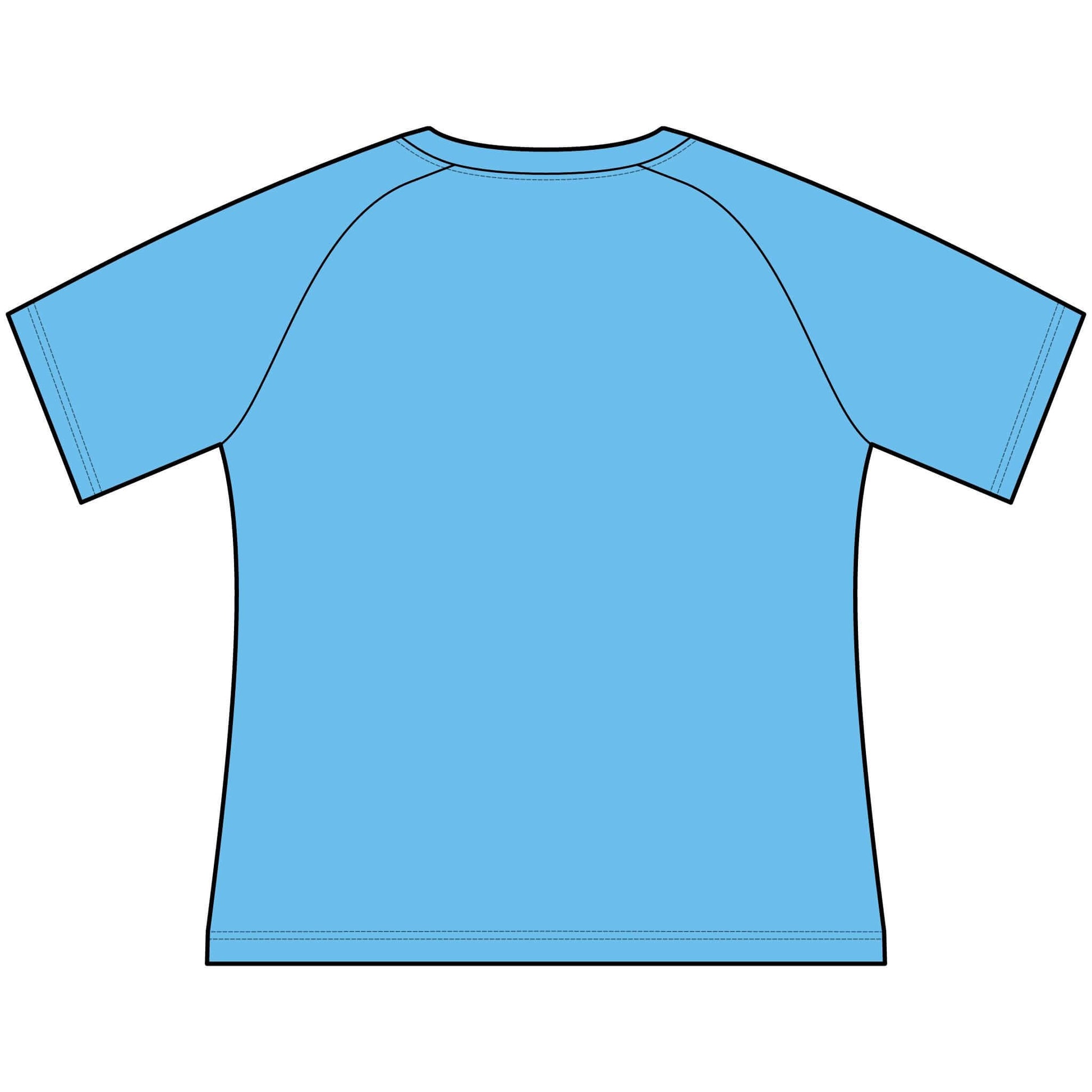 Funny Cowgirl T Shirts for Women - Back view of a blue scoop neck raglan tee.