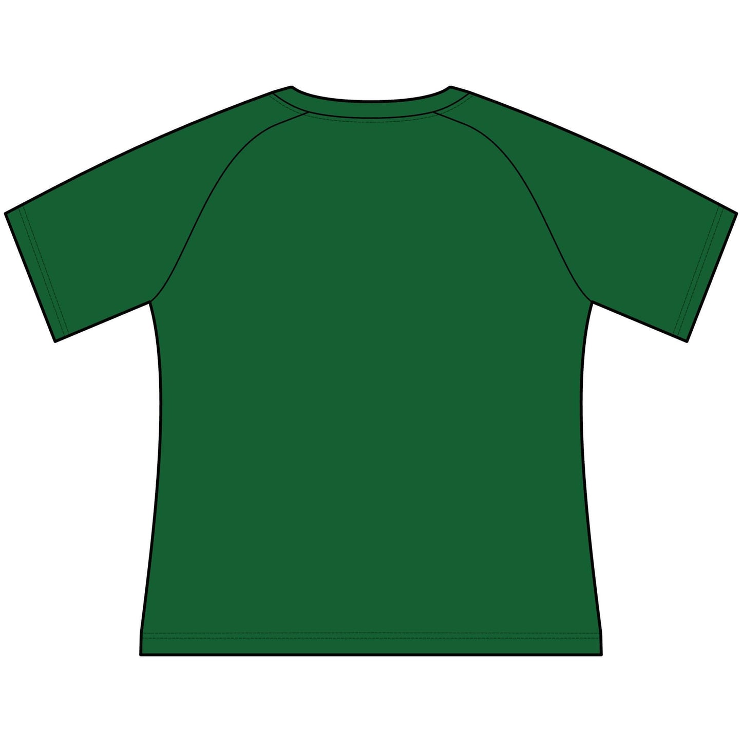 Back view of a green scoop neck raglan tee, part of funny cowgirl t shirts for women collection.
