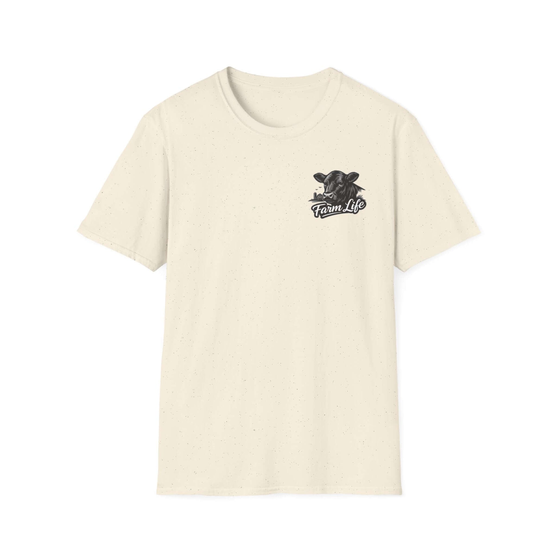 Farm Life T-Shirt with hand-drawn chest graphic, perfect rancher apparel for outdoor enthusiasts.