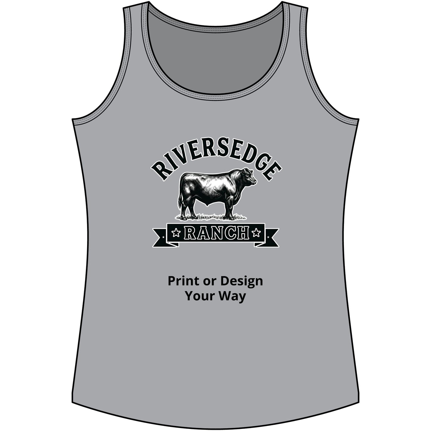Personalize Tank Top featuring Riversedge Ranch design, perfect for farmers and ranchers.