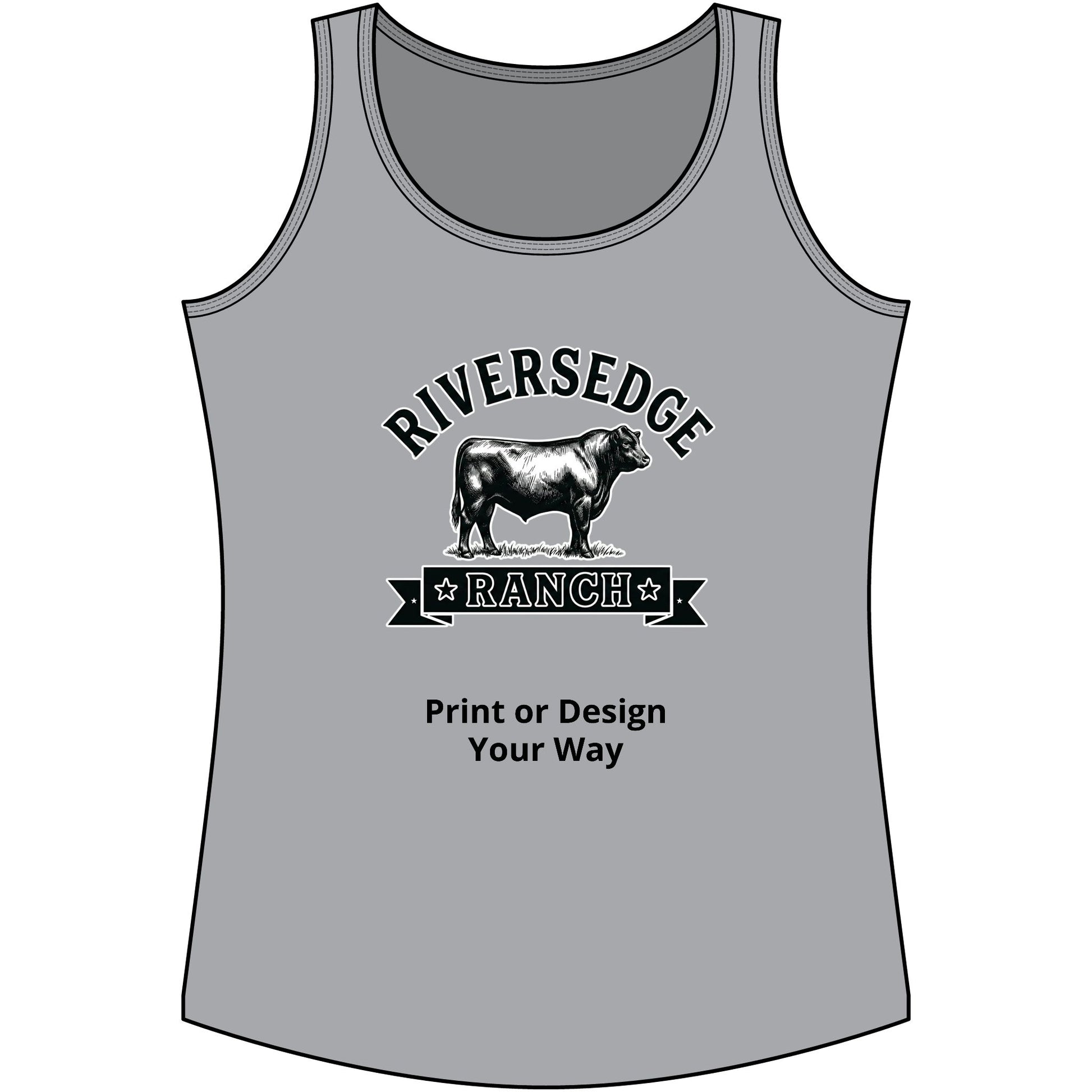 Personalize Tank Top featuring Riversedge Ranch design, perfect for farmers and ranchers.
