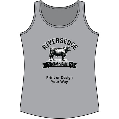 Personalize Tank Top featuring Riversedge Ranch design, perfect for farmers and ranchers.