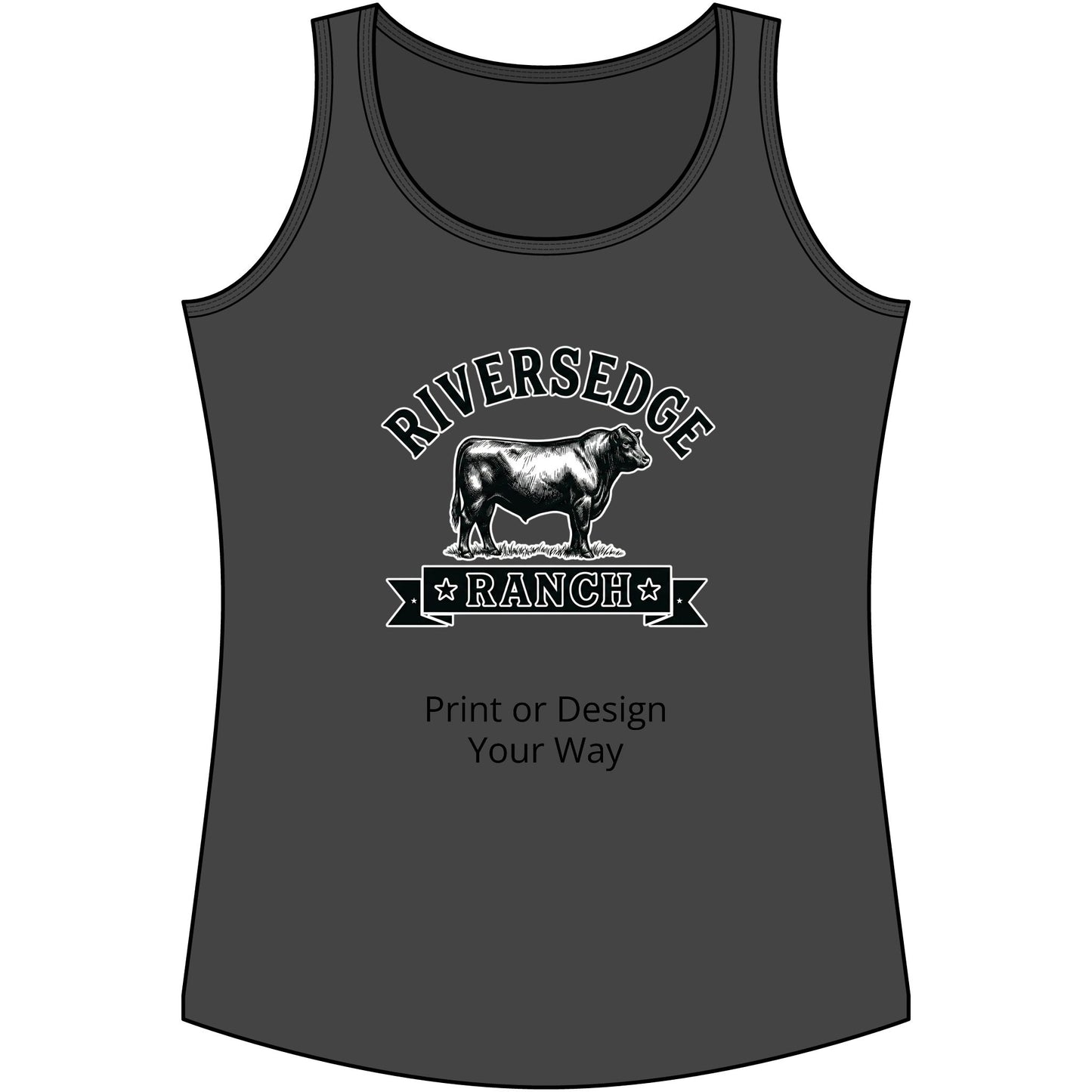 Personalize Tank Top featuring Riversedge Ranch design, perfect for farmers and ranchers.