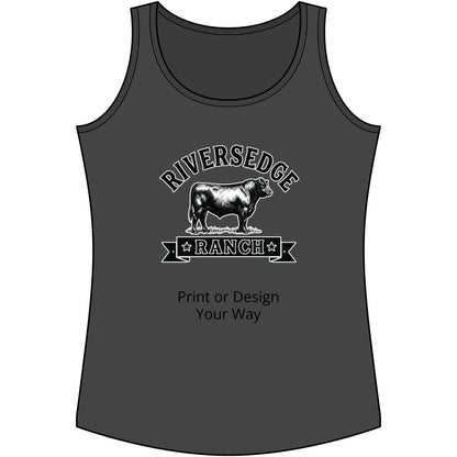 Personalize Tank Top featuring Riversedge Ranch design, perfect for farmers and ranchers.