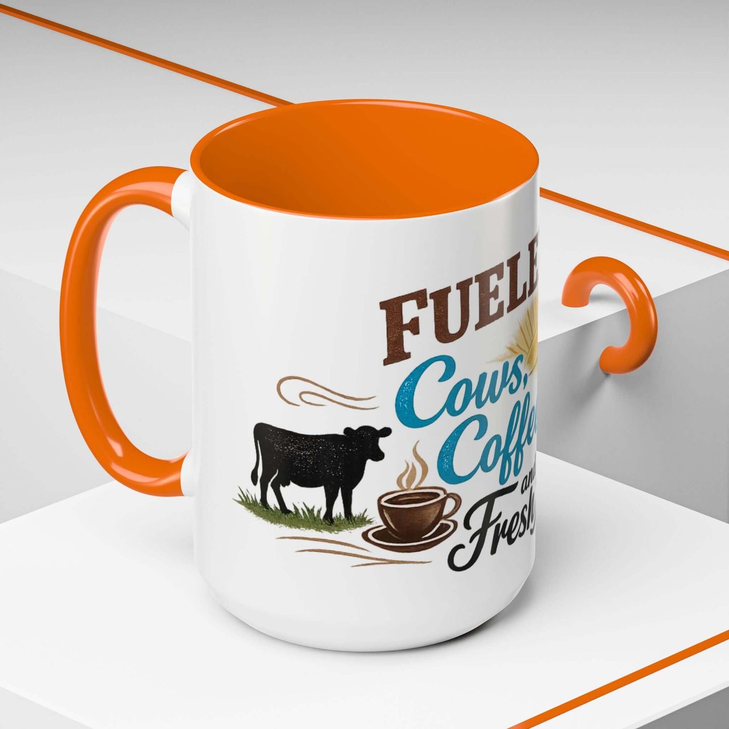 Cow Lovers Mug featuring playful lettering, cow graphic, and coffee cup design, perfect for farm lovers.