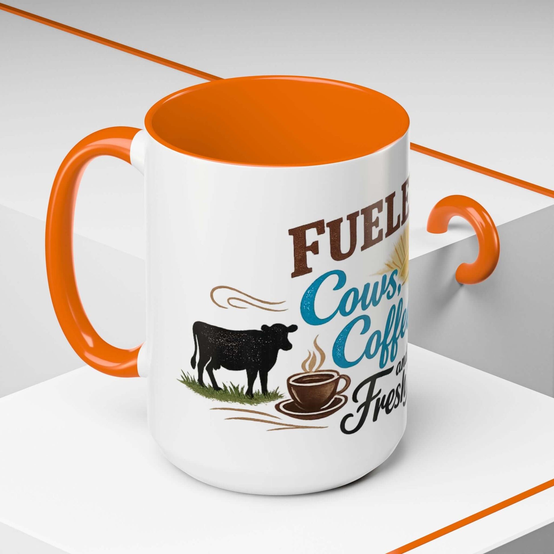 Cow Lovers Mug featuring playful lettering, cow graphic, and coffee cup design, perfect for farm lovers.
