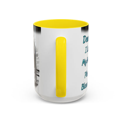 Praying Cowgirl Coffee Mug with a yellow handle, featuring a heartfelt design for equestrian enthusiasts.