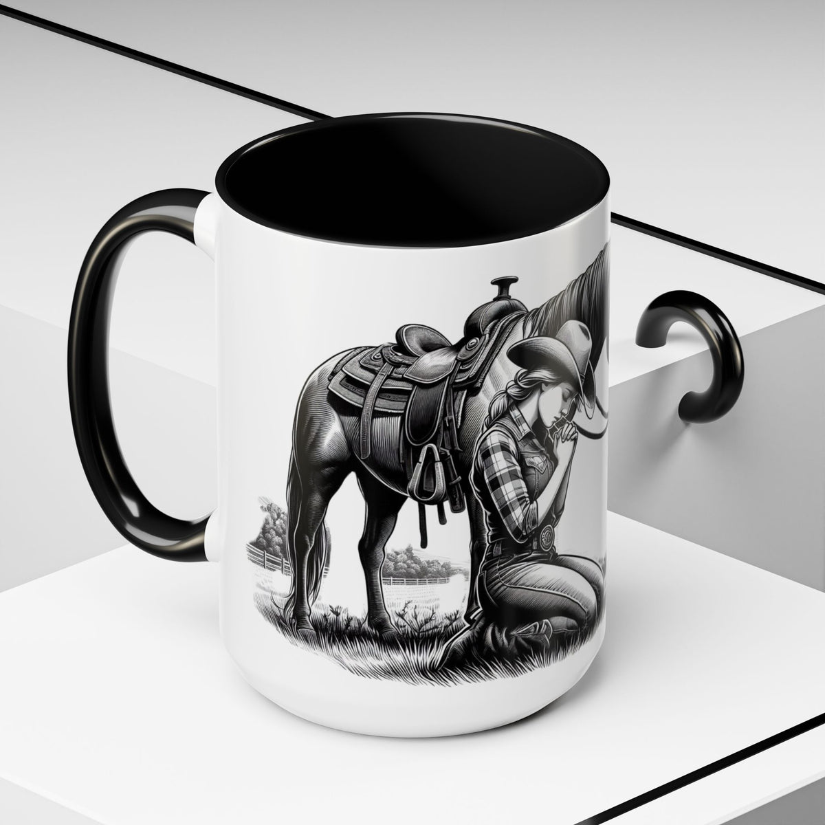 Praying Cowgirl Inspirational Coffee Mug, Horse Lover Cups
