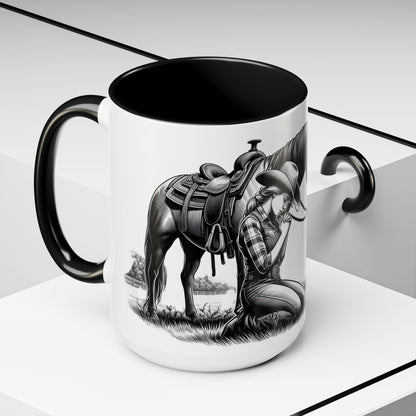 Praying Cowgirl Inspirational Coffee Mug, Horse Lover Cups