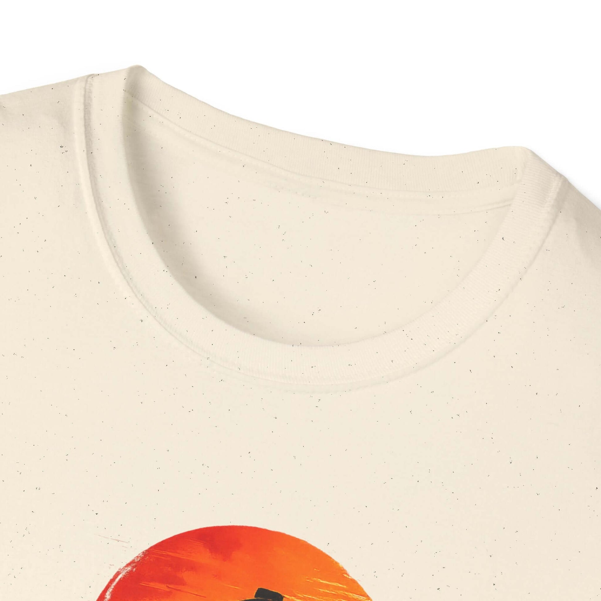 Close-up of Long Live the Cowboy T-shirt detailing with crew neck and artwork design for men.