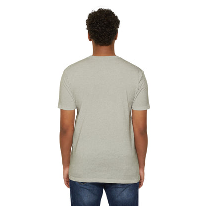 Back view of a man wearing the I Like It When You Are Nice to Me T-Shirt in warm cream color.