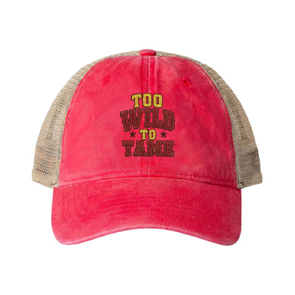 Women's Washed Mesh Hat Cowgirl Chic Ball Cap, Too Wild to Tame Hat