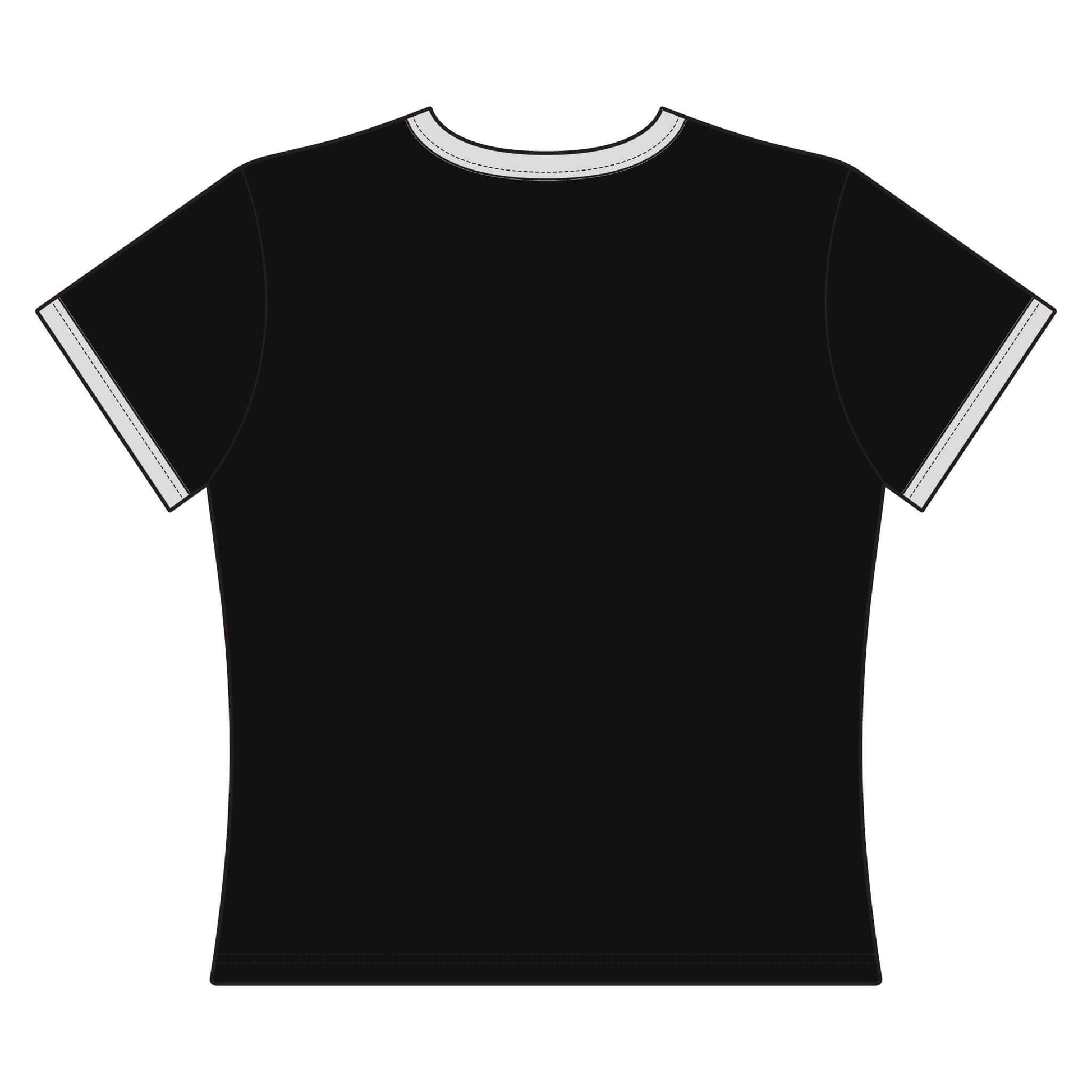 Back view of the Cowgirl Cropped Tee showcasing the snug fit and contrast collar and sleeve trim.