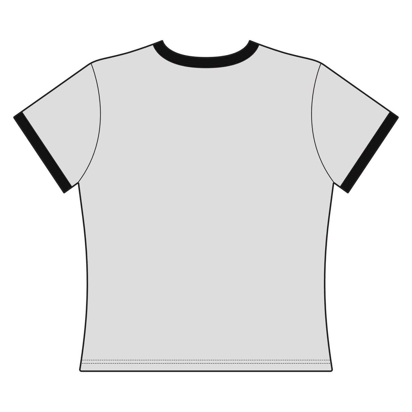Back view of Cowgirl Cropped Tee with black collar and sleeve trim, showcasing a snug fit design.